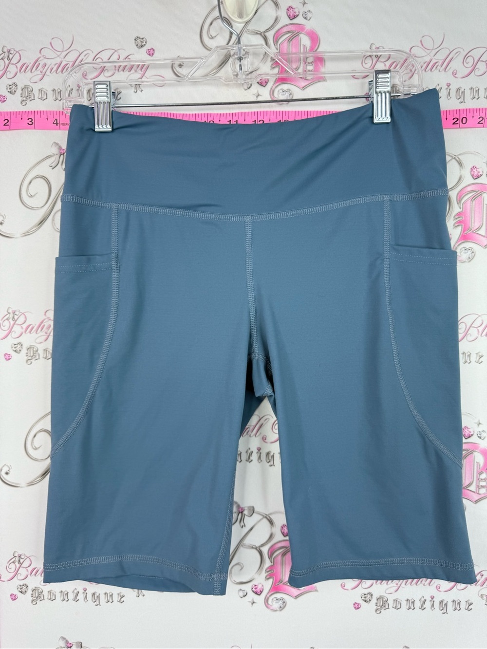 FWD SHORTS High-Rise Slate Blue Women's Bike Shorts with Side Pockets